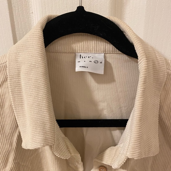 Cream corduroy button up shirt by Kindly, size L - Picture 3 of 3